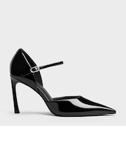 パテントポインテッドトゥ アンクルストラップドルセイパンプス