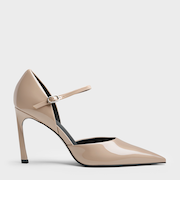 パテントポインテッドトゥ アンクルストラップドルセイパンプス