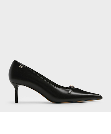 レザーバックルストラップ スティレットパンプス