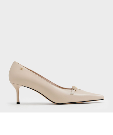 レザーバックルストラップ スティレットパンプス