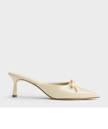 ローズ ボウ ポインテッドヒールミュール