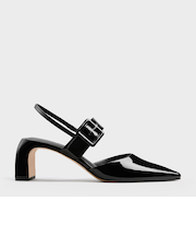 ツートーン バックルポインテッドスリングバックパンプス