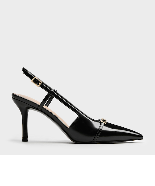 メタリックバー ポインテッドスリングバックスティレット