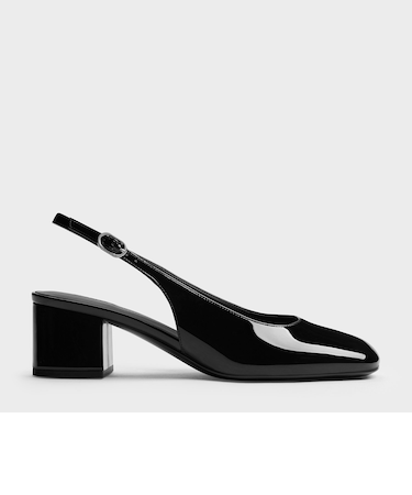 Danni ダニー パテントブロックヒール スリングバックパンプス