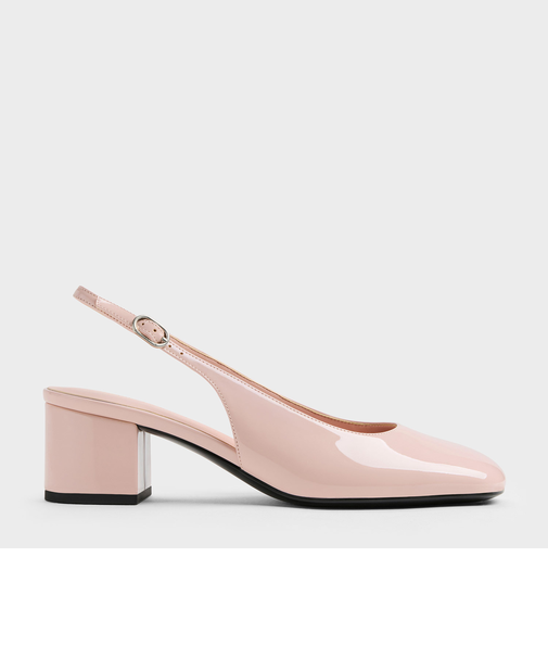 Danni ダニー パテントブロックヒール スリングバックパンプス