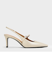 ポインテッドトゥ メリージェーンスリングバックパンプス