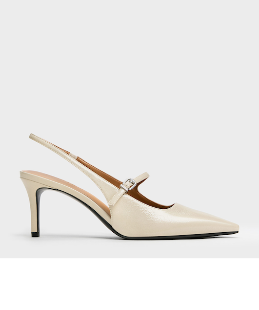 ポインテッドトゥ メリージェーンスリングバックパンプス