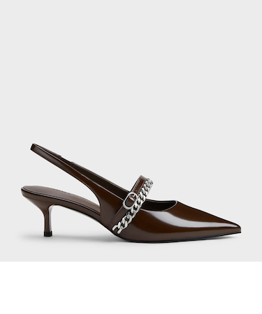 Georgie ジョージー チェーンスリングバック キトゥンヒール