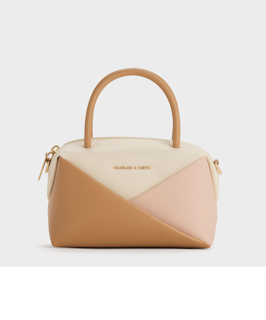 Midori ミドリ カラーブロックジオメトリックボウリングバッグ