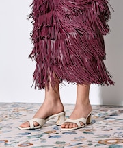 カットオフ スクエアトゥ ヒールミュール