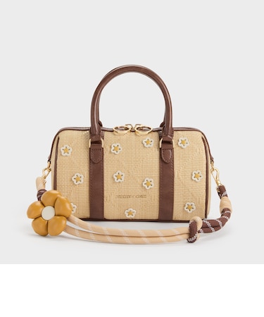 Philomena フィロメナ ラフィア フラワーボウリングバッグ