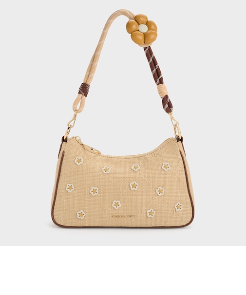 Philomena フィロメナ ラフィア フラワークロスボディーバッグ