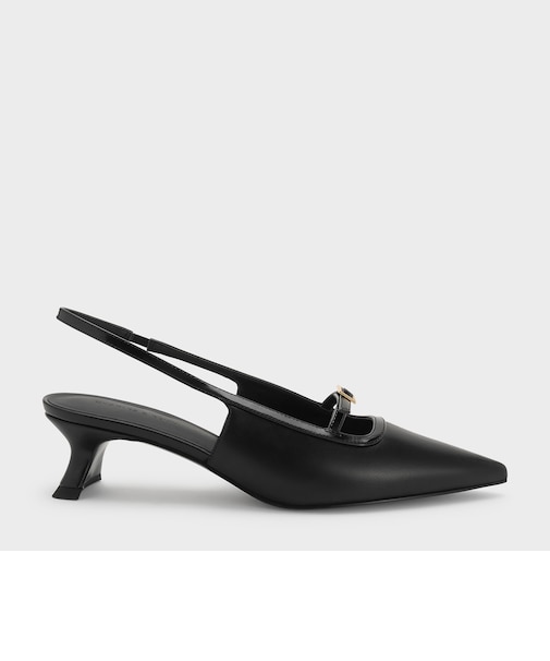バックルストラップ スリングバックパンプス