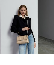 Delfina デルフィナ キルテッド チェーンストラップ ショルダーバッグ