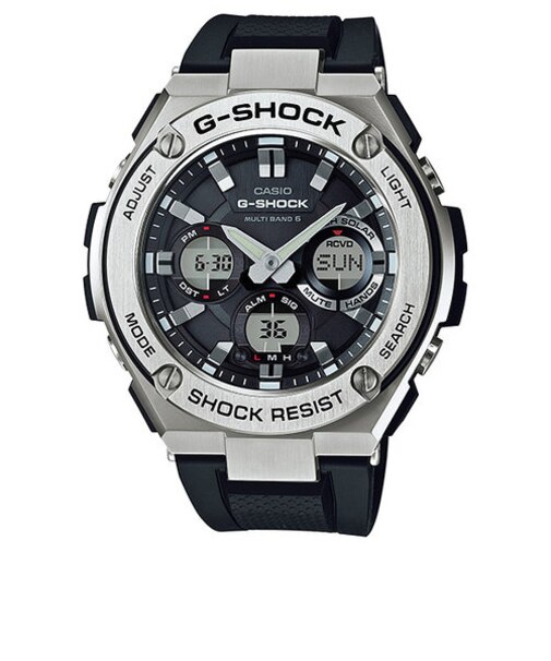 G-SHOCK G-STEEL GST-W110-1AJF メンズ 腕時計 電波ソーラー アナデジ シルバー ブラック メタル レイヤーガード 国内正規品 カシオ