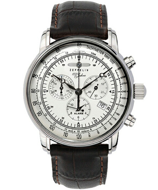 ツェッペリン LZ1 100周年記念モデル 7680-1N メンズ 腕時計 クオーツ レザー ホワイト クロノグラフ