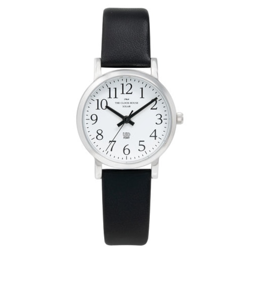 ザ・クロックハウス ユーディー LUD1001-WH1B ユニバーサルデザイン レディース 腕時計 ソーラー 黒レザー ホワイト THE CLOCK HOUSE UD