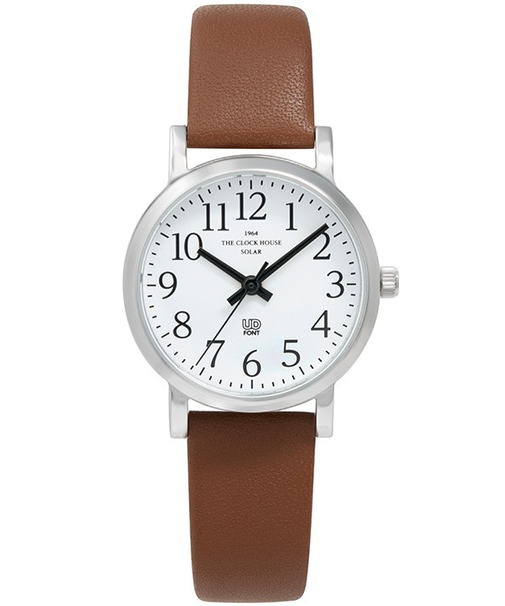 ザ・クロックハウス ユーディー LUD1001-WH3B ユニバーサルデザイン レディース 腕時計 ソーラー 茶レザー ホワイト THE CLOCK HOUSE UD
