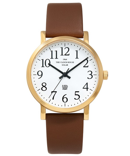 ザ・クロックハウス UD ユーディー MUD1001-WH2B メンズ 腕時計 ソーラー 革ベルト ブラウン ホワイト ユニバーサルデザイン