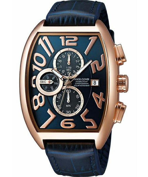 エンジェルクローバー ダブル プレイ ソーラー DPS38PNV-NV メンズ 腕時計 革ベルト ネイビー クロノグラフ トノー