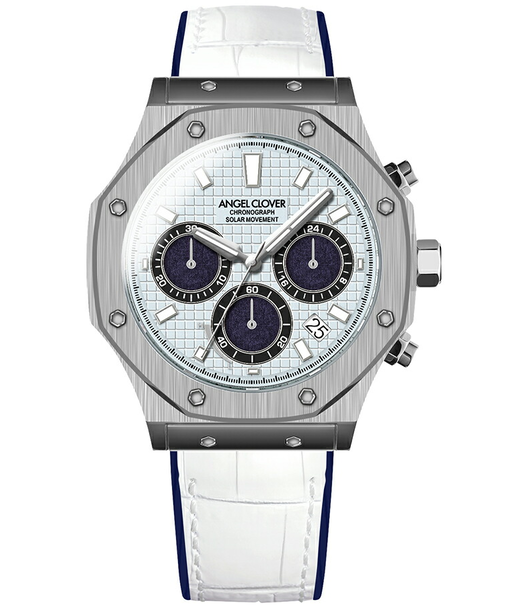 エンジェルクローバー Exventure Solar エクスベンチャーソーラー EVS43SBU-WH メンズ 腕時計 ソーラー クロノグラフ ブルーダイヤル 革ベルト