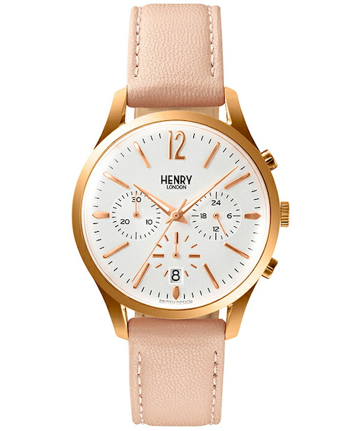 HENRY LONDON ヘンリーロンドン APPLE LEATHER Collection アップルレザーコレクション HL39-CS-0442-AL メンズ レディース 腕時計 クオーツ 電池式 ピンクべージュ 革ベルト ホワイト 替えベルト付き