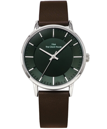 ザ・クロックハウス リーズナブルシリーズ MCA5002-GR1B メンズ 腕時計 クオーツ 電池式 カジュアル グリーンダイヤル ブラウン 革ベルト
