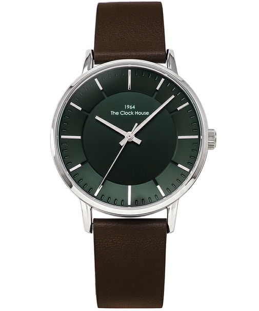 ザ・クロックハウス リーズナブルシリーズ MCA5002-GR1B メンズ 腕時計 クオーツ 電池式 カジュアル グリーンダイヤル ブラウン 革ベルト