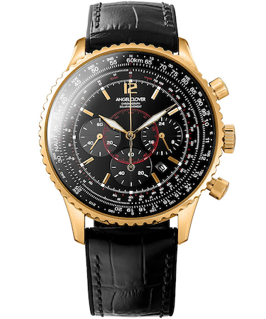 エンジェルクローバー タイムクラフトソーラー クロノグラフ NTS44PBK-BK メンズ 腕時計 革ベルト ブラック