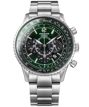 エンジェルクローバー タイムクラフトソーラー クロノグラフ NTS44SGR メンズ 腕時計 グリーンダイヤル メタルバンド