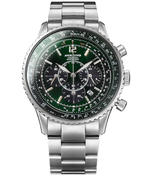 エンジェルクローバー タイムクラフトソーラー クロノグラフ NTS44SGR メンズ 腕時計 グリーンダイヤル メタルバンド