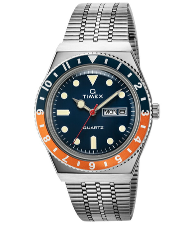 TIMEX タイメックス TIMEX Q 復刻モデル TW2U61100 メンズ 腕時計 クオーツ 電池式 メタルバンド デイデイト ブルー シルバー