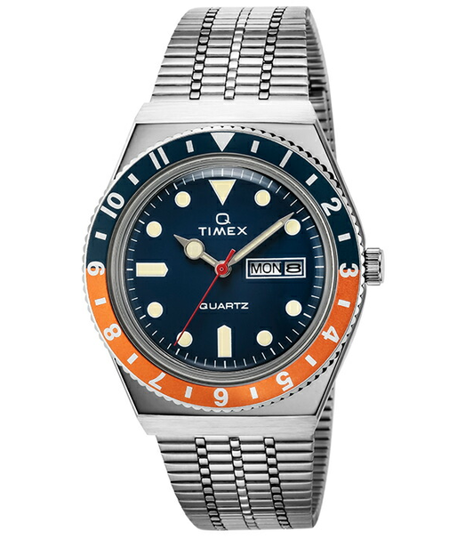 TIMEX タイメックス TIMEX Q 復刻モデル TW2U61100 メンズ 腕時計 クオーツ 電池式 メタルバンド デイデイト ブルー シルバー