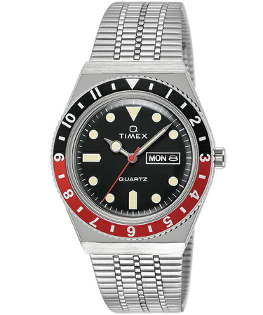 TIMEX Q TIMEX コークベゼルモデル TW2U61300 メンズ 腕時計 クオーツ 電池式 ブラックダイヤル メタルバンド デイデイト