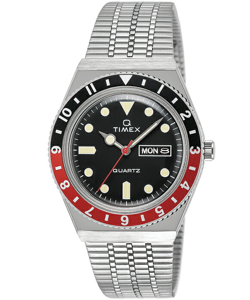TIMEX Q TIMEX コークベゼルモデル TW2U61300 メンズ 腕時計 クオーツ 電池式 ブラックダイヤル メタルバンド デイデイト