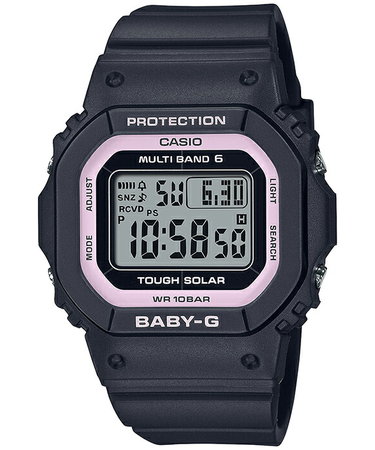 BABY-G 小型 スリム スクエア BGD-5650-1BJF レディース 腕時計 電波ソーラー デジタル ブラック ピンク 国内正規品 カシオ