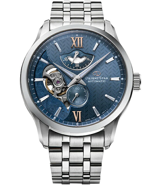 オリエントスター レイヤードスケルトン RK-AV0B08L メンズ 腕時計 機械式 メタルバンド ヘリンボーン