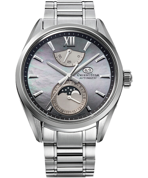 オリエントスター M34 F7 メカニカルムーンフェイズ 2024 限定モデル オーロラ RK-AY0201A メンズ 腕時計 機械式 自動巻き グレーグラデーション 白蝶貝