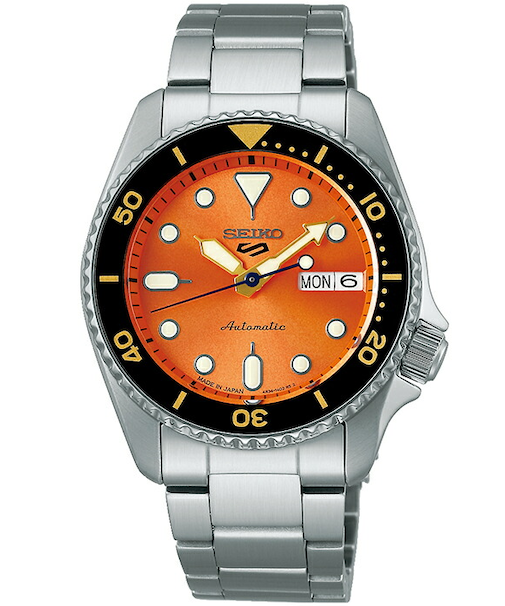 セイコー5 スポーツ SKX スポーツ スタイル ミッドサイズモデル SBSA231 メンズ 腕時計 メカニカル 自動巻き オレンジダイヤル メタルバンド 日本製