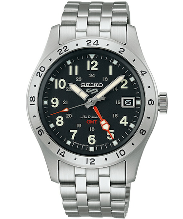 セイコー5 スポーツ フィールド GMT スポーツスタイル SBSC011 メンズ 腕時計 メカニカル 自動巻き ブラックダイヤル メタルバンド 日本製