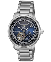 ツェッペリン 100周年記念シリーズ オープンハート オートマチック 日本限定モデル 7662M-3 メンズ 腕時計 日本海 ブルー LZ127号