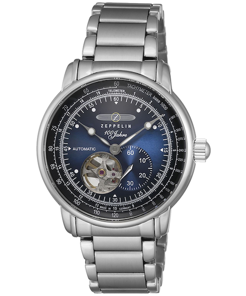 ツェッペリン 100周年記念シリーズ オープンハート オートマチック 日本限定モデル 7662M-3 メンズ 腕時計 日本海 ブルー LZ127号