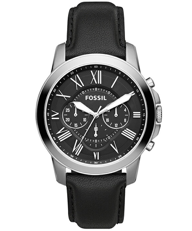 FOSSIL フォッシル GRANT グラント FS4812 メンズ 腕時計 クオーツ クロノグラフ アナログ 革ベルト ブラック 国内正規品