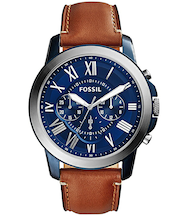 FOSSIL フォッシル GRANT グラント FS5151 メンズ 腕時計 クオーツ クロノグラフ アナログ ブルーダイヤル ブラウン 革ベルト 国内正規品