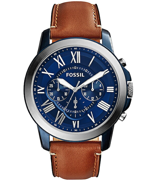 FOSSIL フォッシル GRANT グラント FS5151 メンズ 腕時計 クオーツ クロノグラフ アナログ ブルーダイヤル ブラウン 革ベルト 国内正規品