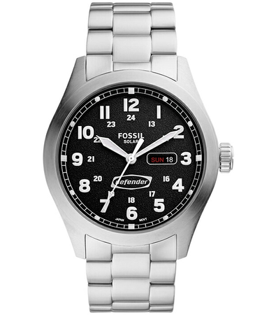 FOSSIL フォッシル DEFENDER ディフェンダー 46mm FS5976 メンズ 腕時計 ソーラー アナログ メタルベルト ブラック 国内正規品