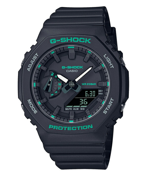 G-SHOCK ミッドサイズ グリーンアクセント GMA-S2100GA-1AJF メンズ レディース 腕時計 電池式 アナデジ オクタゴン ブラック 反転液晶 国内正規品 カシオ