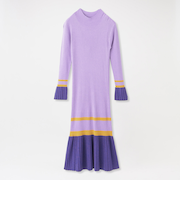 カラーブロックニットドレス