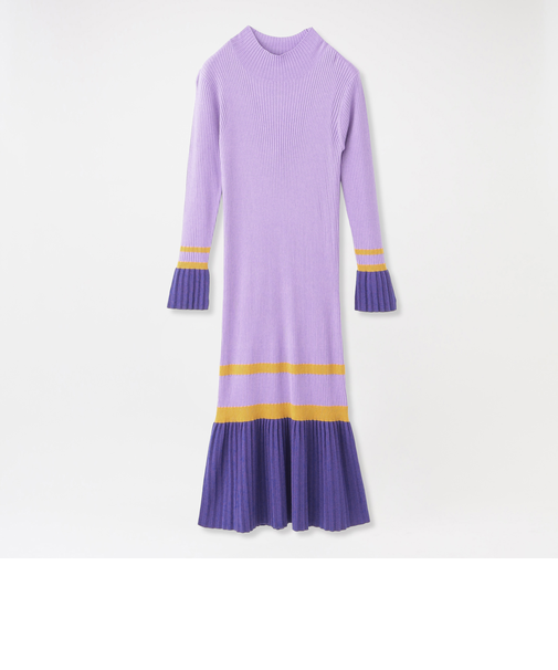 カラーブロックニットドレス