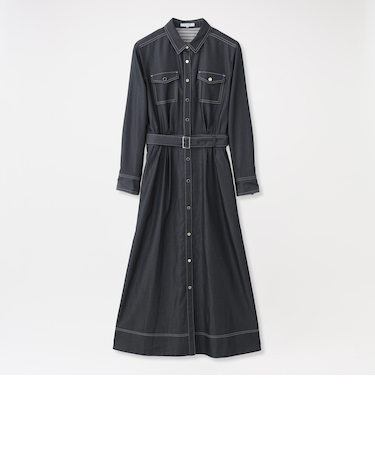 ブロッキングシャツカラードレス